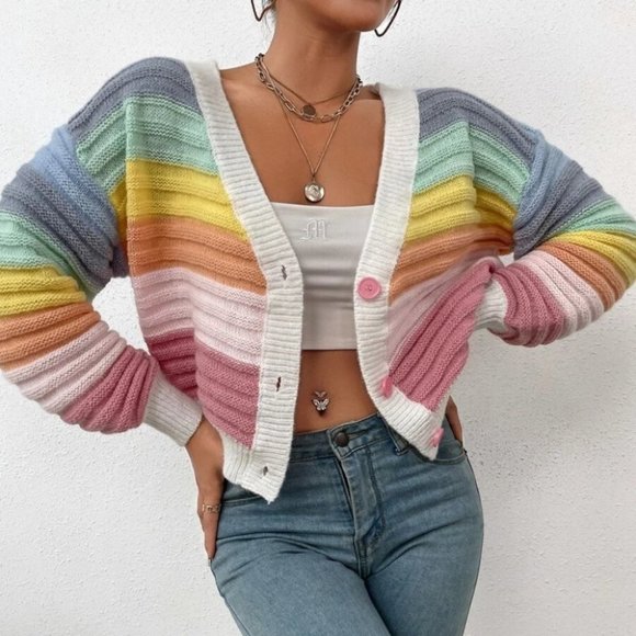 . Sweaters - Colorblock Button down Cardigan